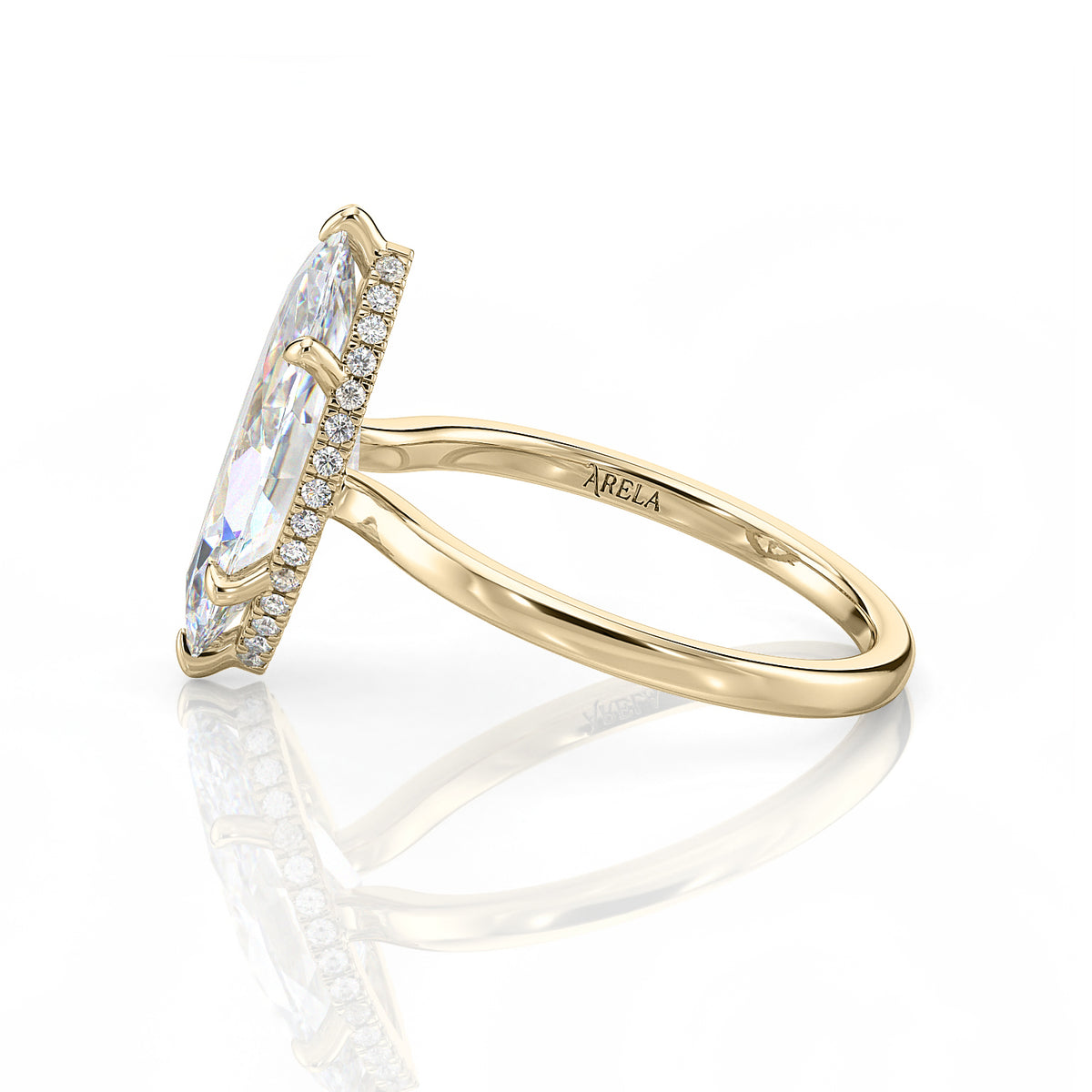 Inel de Logodnă – Moissanite Marquise Hidden Halo
