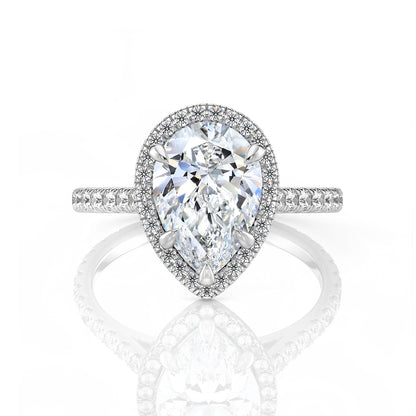 Inel de Logodnă – Diamant de Laborator Pear Halo Pave