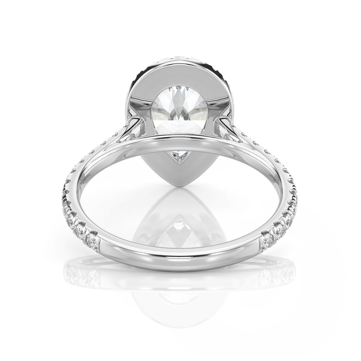 Inel de Logodnă – Diamant de Laborator Pear Halo Pave