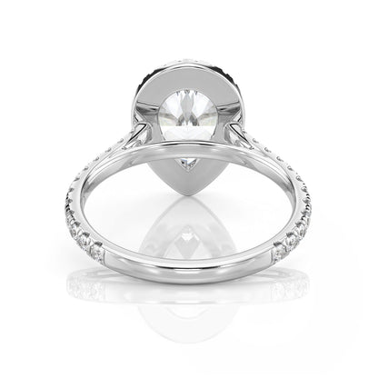 Inel de Logodnă – Diamant de Laborator Pear Halo Pave