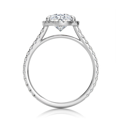Inel de Logodnă – Diamant de Laborator Pear Halo Pave