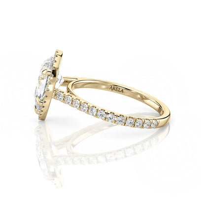 Inel de Logodnă – Moissanite Pear Halo Pave
