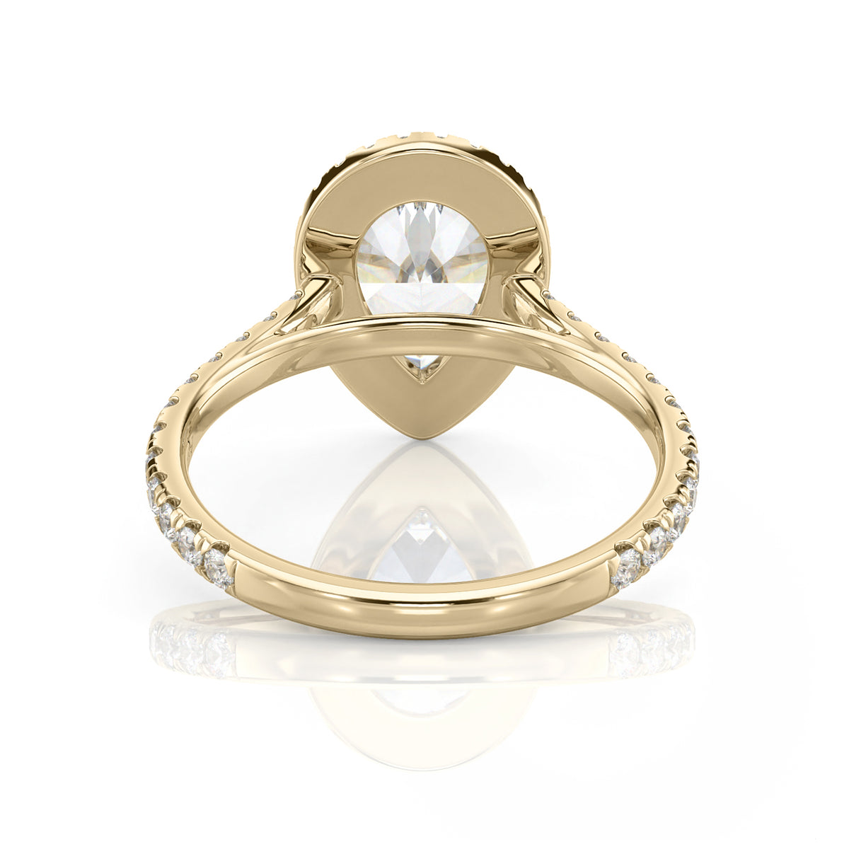 Inel de Logodnă – Moissanite Pear Halo Pave
