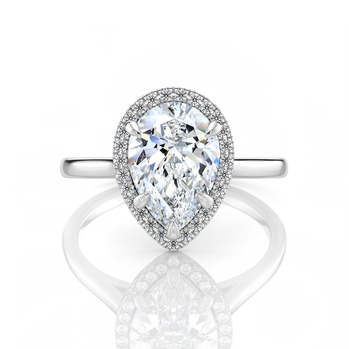 Inel de Logodnă – Diamant de Laborator Pear Halo