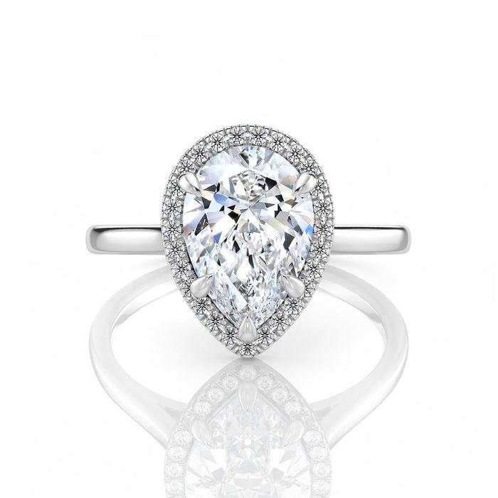 Inel de Logodnă – Diamant de Laborator Pear Halo