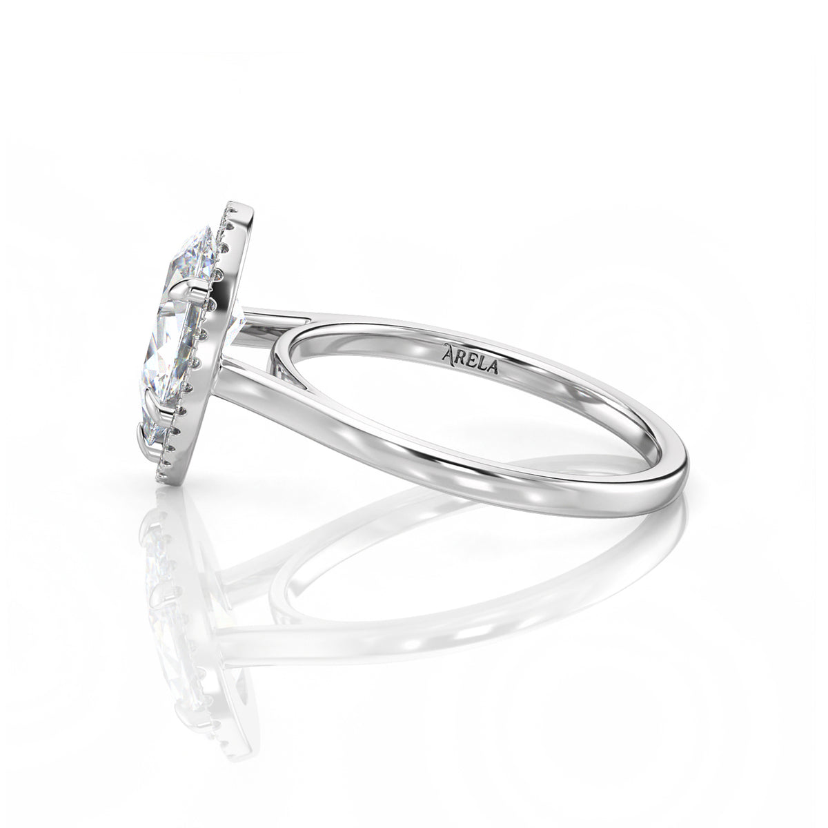 Inel de Logodnă – Diamant de Laborator Pear Halo