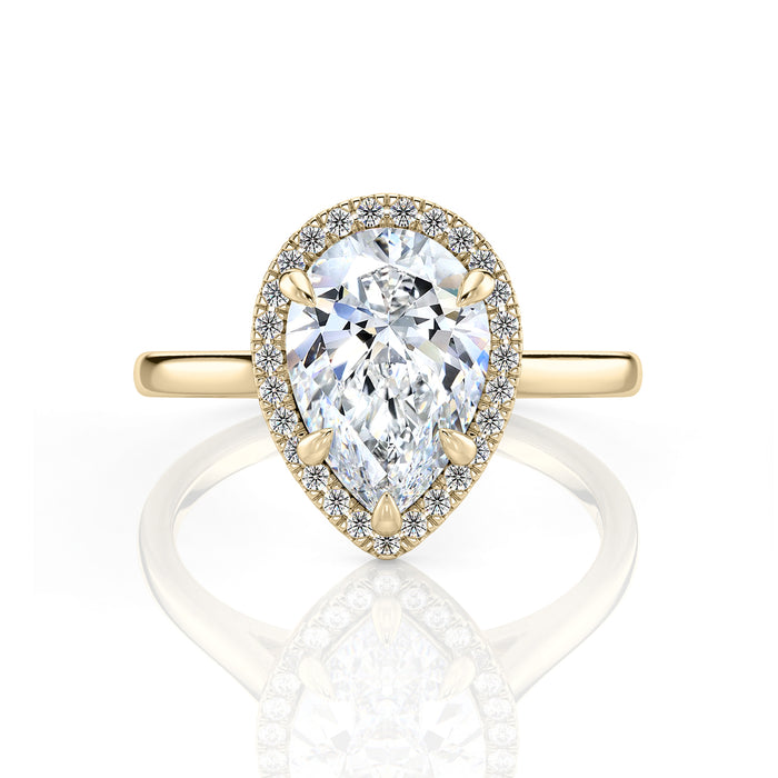 Inel de Logodnă – Moissanite Pear Halo