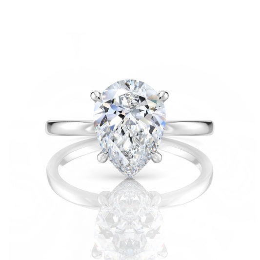 Inel de Logodnă – Diamant de Laborator Pear Hidden Halo