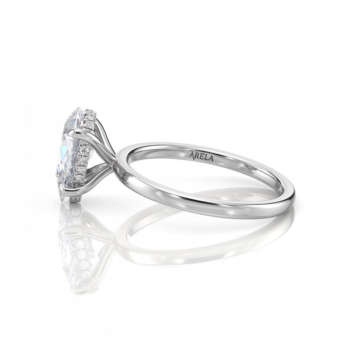 Inel de Logodnă – Diamant de Laborator Pear Hidden Halo