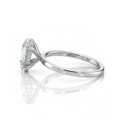 Inel de Logodnă – Diamant de Laborator Pear Hidden Halo