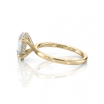 Inel de Logodnă – Moissanite Pear Hidden Halo
