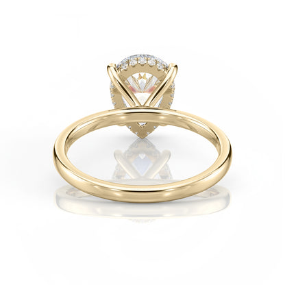 Inel de Logodnă – Moissanite Pear Hidden Halo