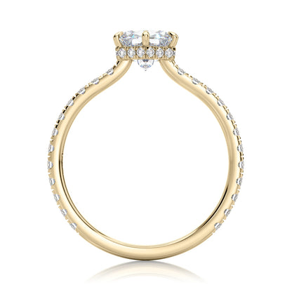 Inel de logodnă Hexagon Pavé cu moissanite, aur galben