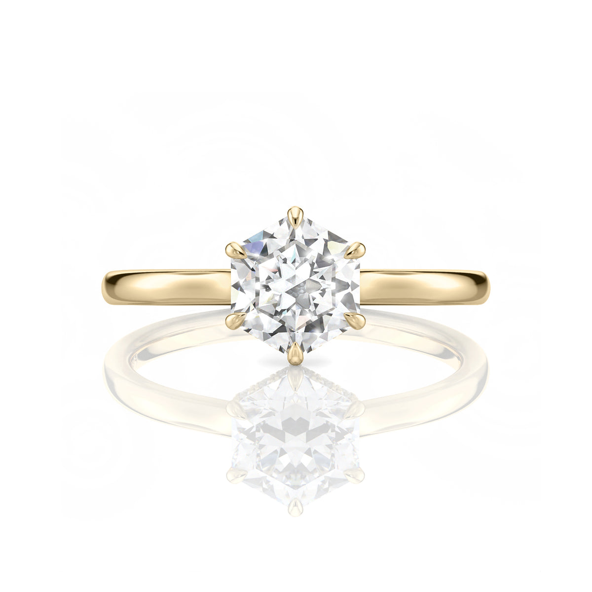 Inel de Logodnă – Moissanite Hexagon Hidden Halo