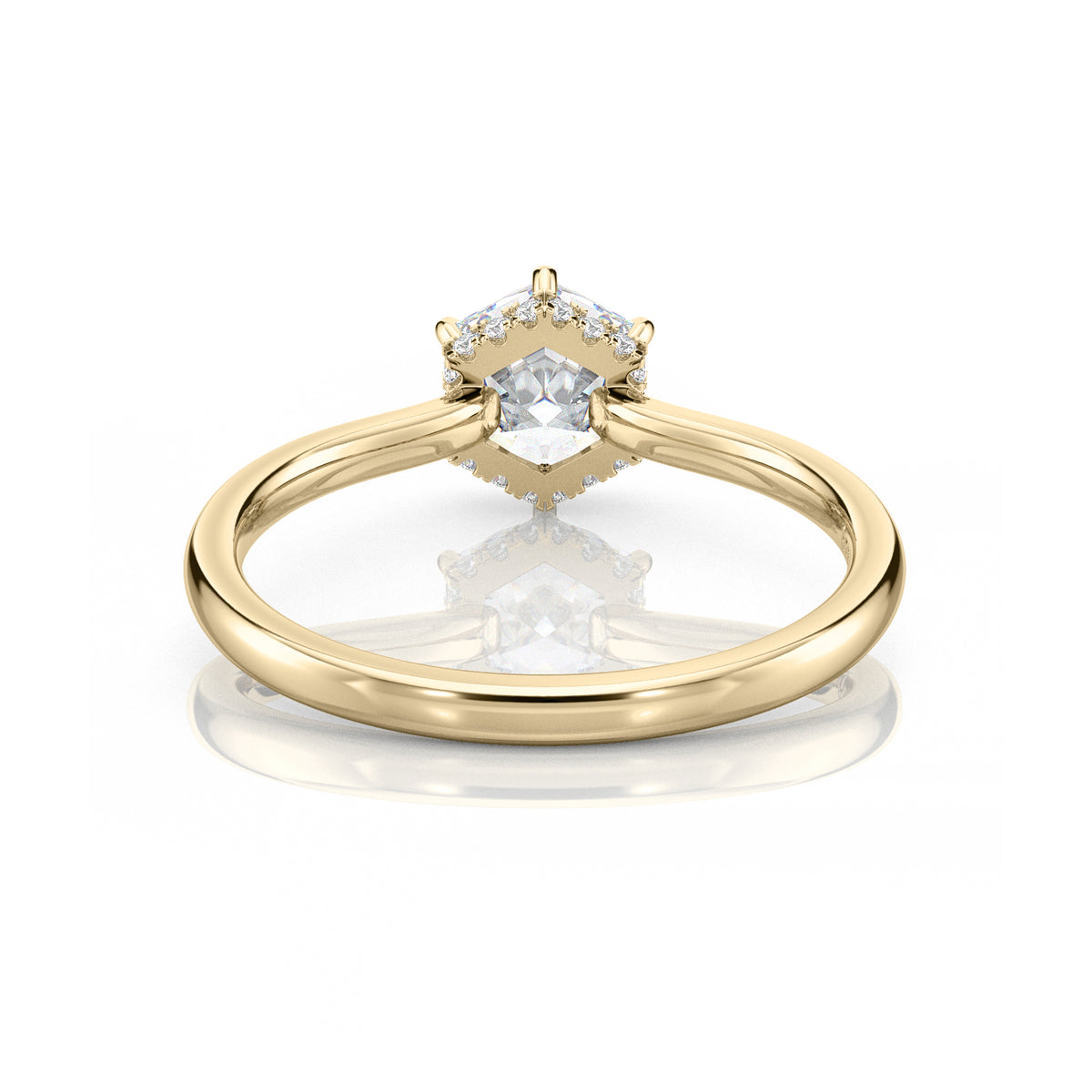 Inel de Logodnă – Moissanite Hexagon Hidden Halo