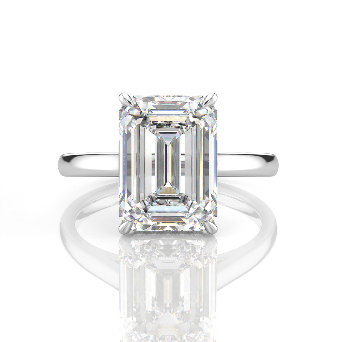 Inel de Logodnă – Diamant de Laborator Emerald Hidden Halo