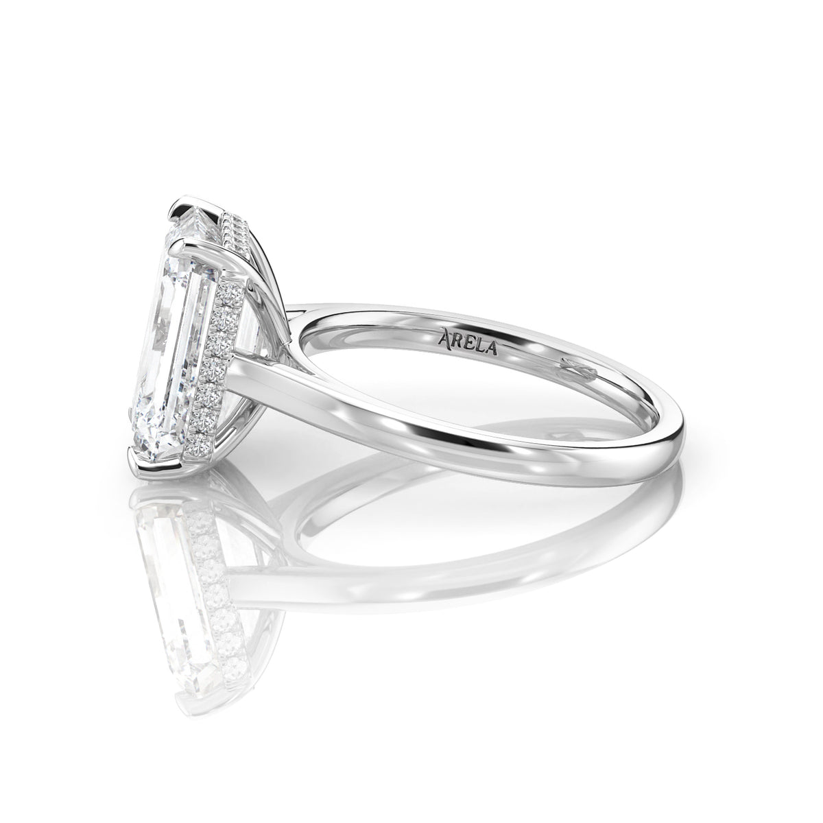 Inel de Logodnă – Diamant de Laborator Emerald Hidden Halo