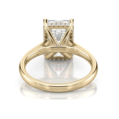 Inel de Logodnă – Moissanite Emerald Hidden Halo