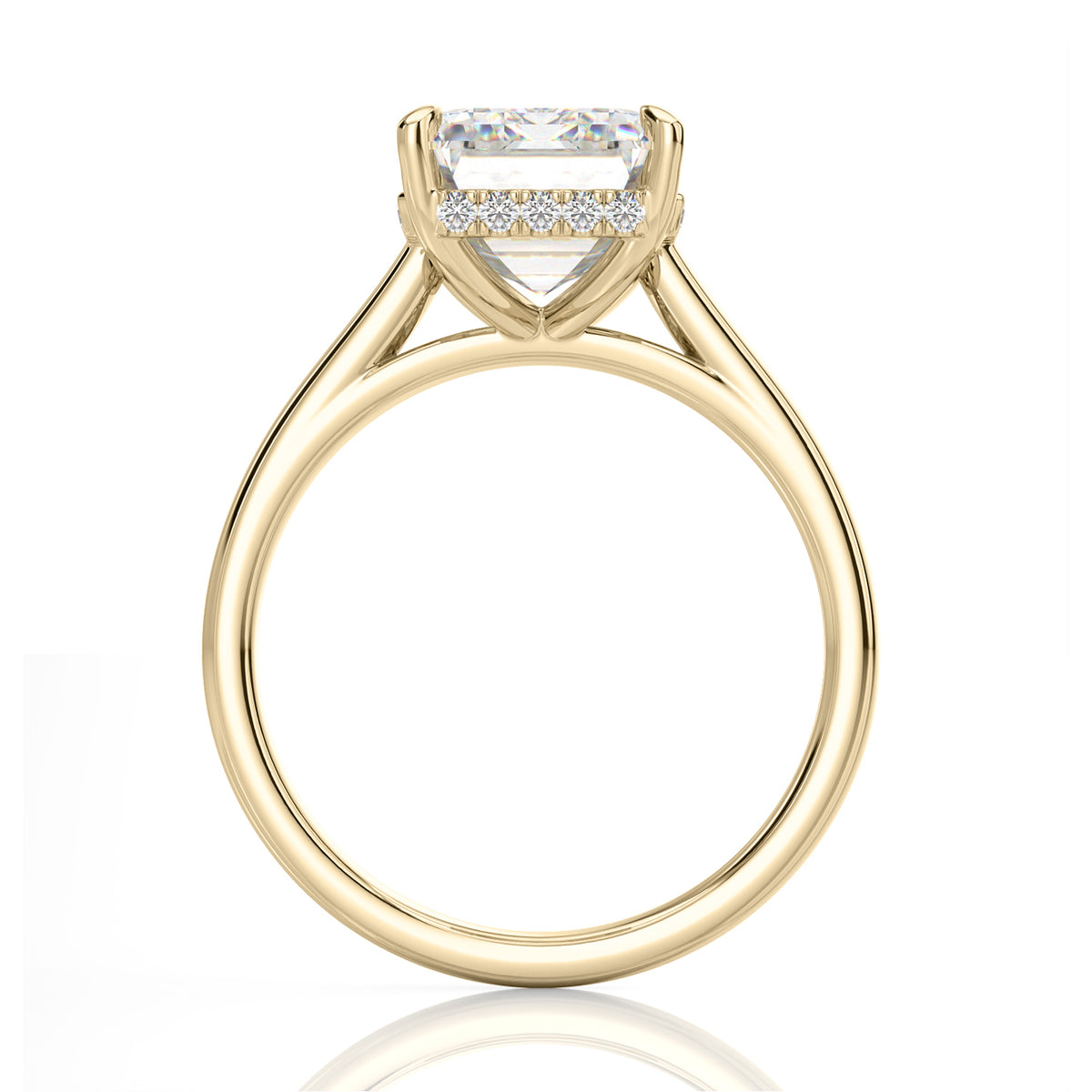 Inel de Logodnă – Moissanite Emerald Hidden Halo