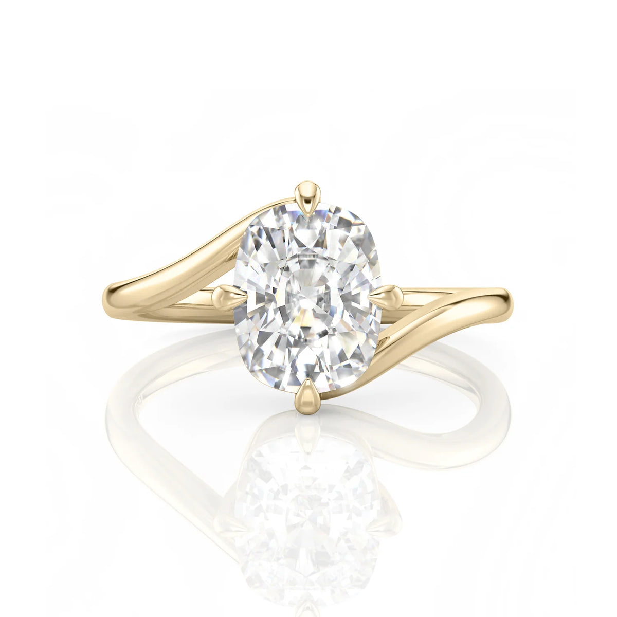 Inel de Logodnă – Moissanite Elongated Cushion Rapture, aur galben