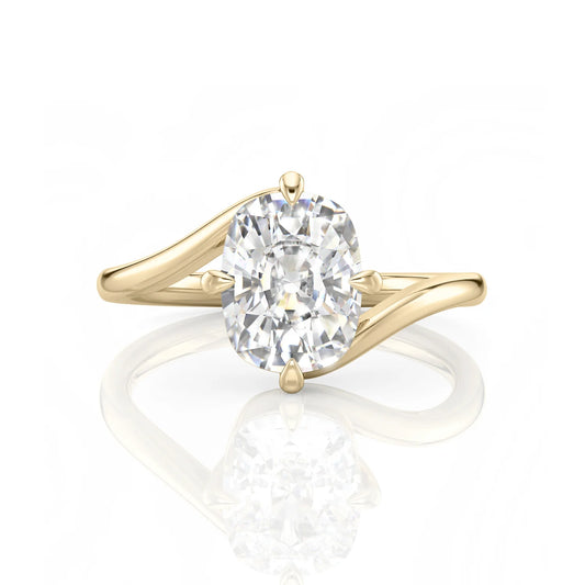 Inel de Logodnă – Moissanite Elongated Cushion Rapture, aur galben