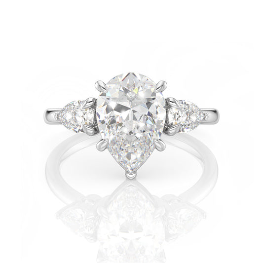 Inel de Logodnă – Diamant de Laborator Pear Trilogy