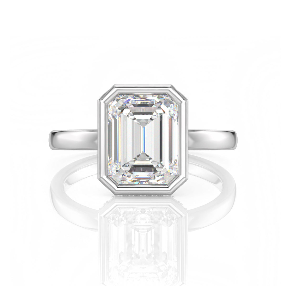 Inel de Logodnă – Diamant de Laborator Emerald Bezel Hidden Halo