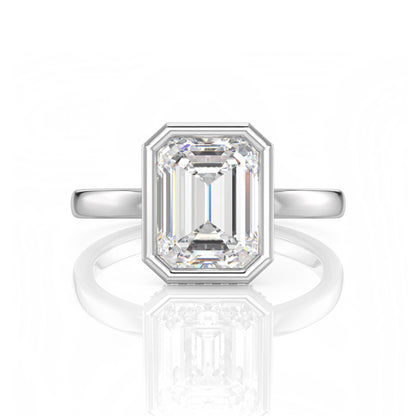Inel de Logodnă – Diamant de Laborator Emerald Bezel Hidden Halo