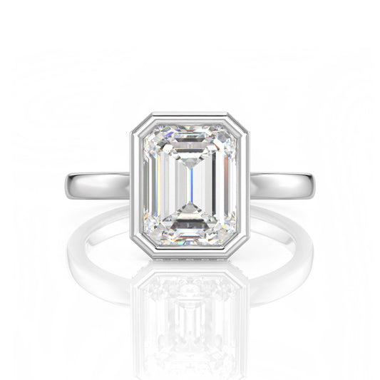 Inel de Logodnă – Diamant de Laborator Emerald Bezel Hidden Halo