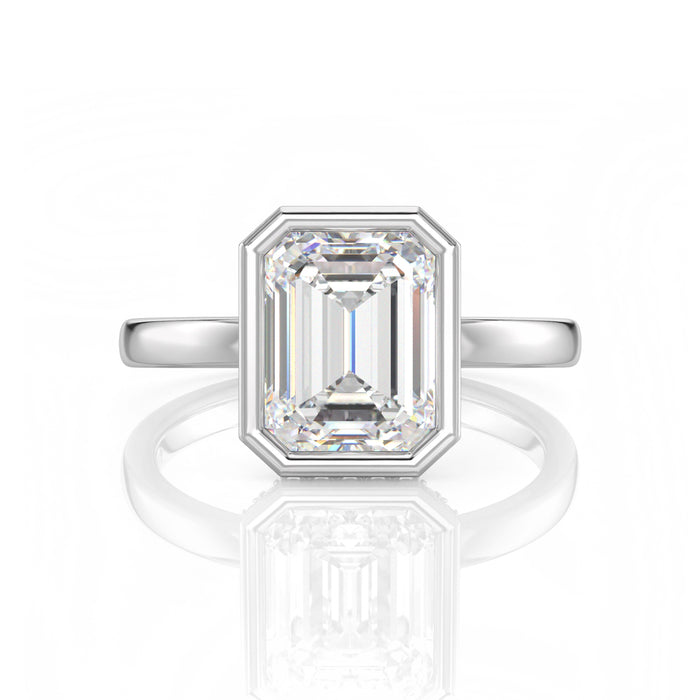 Inel de Logodnă – Diamant de Laborator Emerald Bezel Hidden Halo