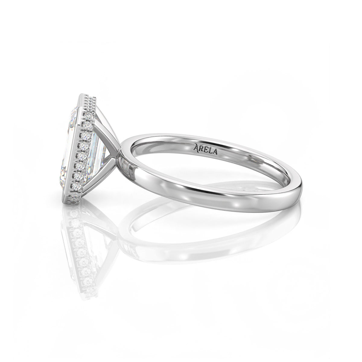Inel de Logodnă – Diamant de Laborator Emerald Bezel Hidden Halo