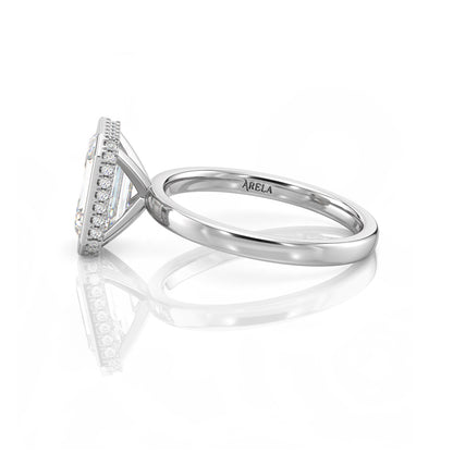 Inel de Logodnă – Diamant de Laborator Emerald Bezel Hidden Halo
