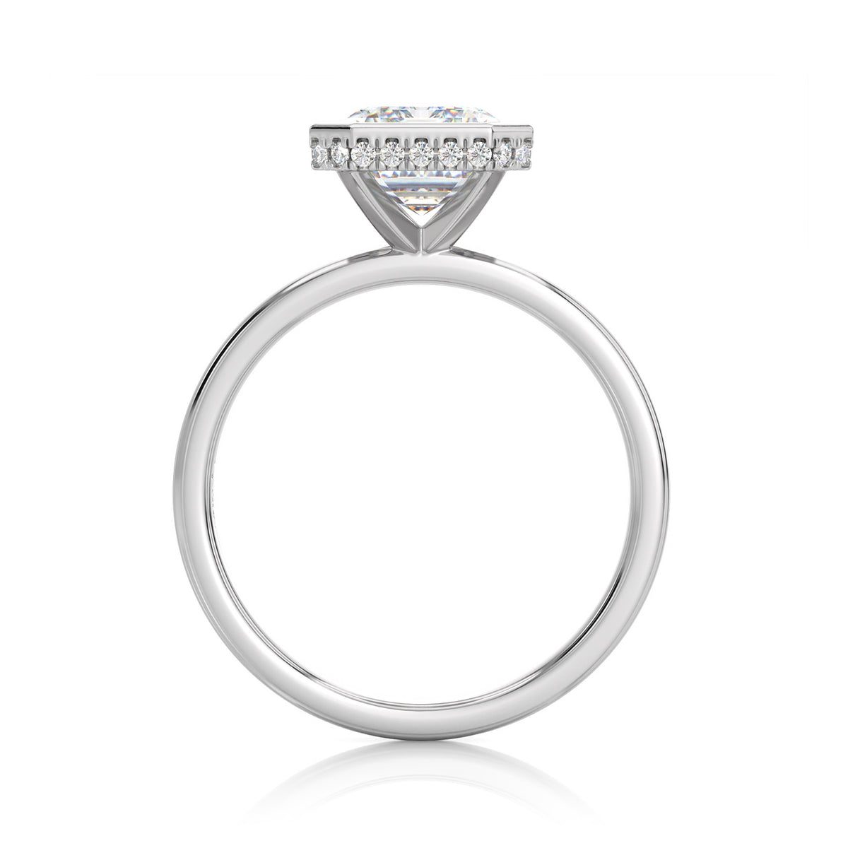 Inel de Logodnă – Diamant de Laborator Emerald Bezel Hidden Halo