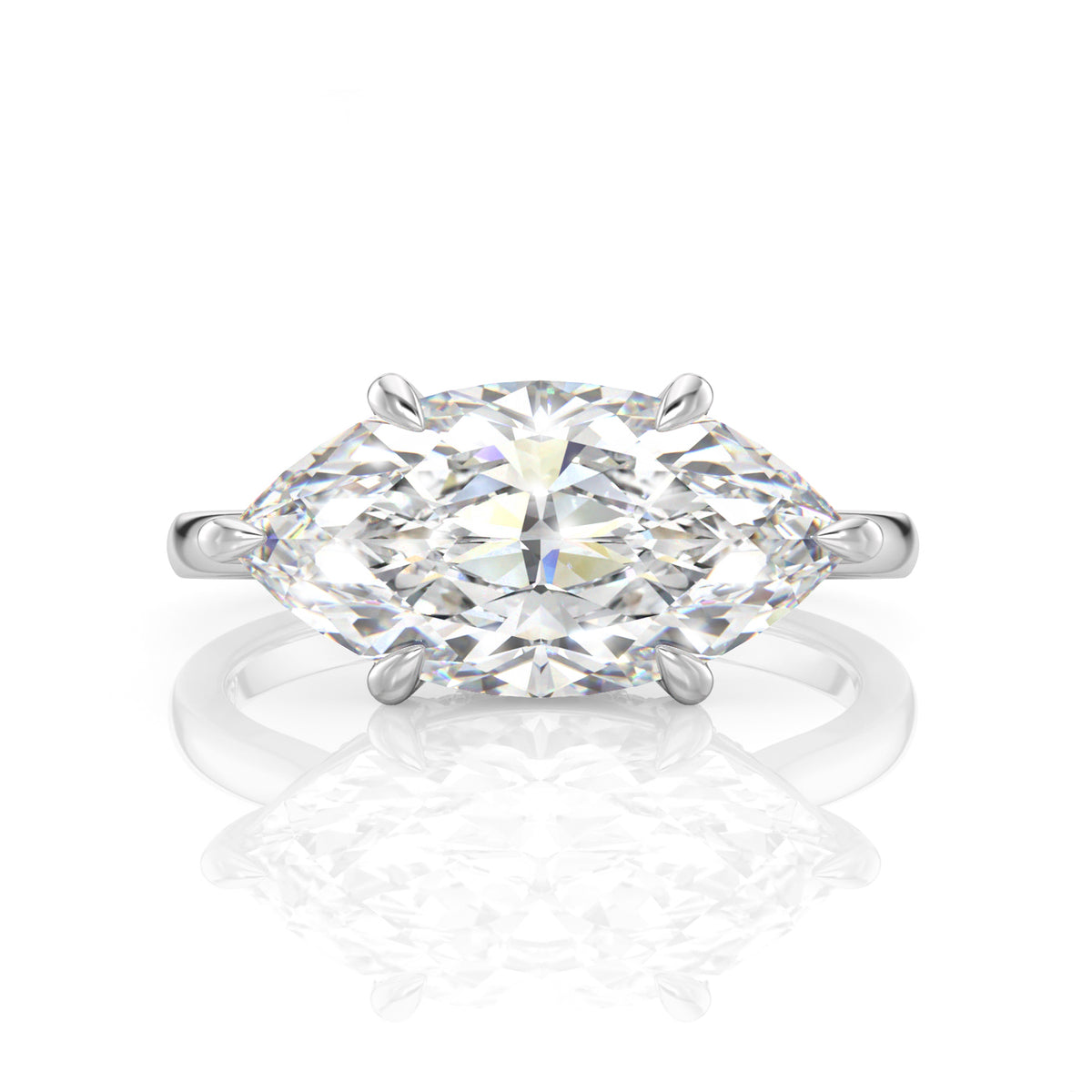 Inel de Logodnă – Diamant de Laborator Marquise East-West Hidden Halo