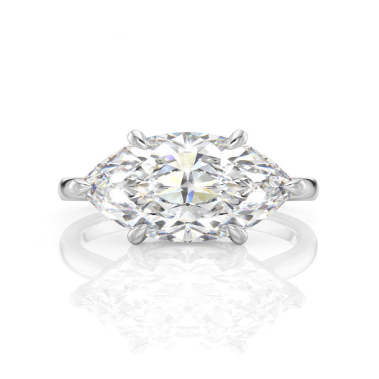 Inel de Logodnă – Diamant de Laborator Marquise East-West Hidden Halo