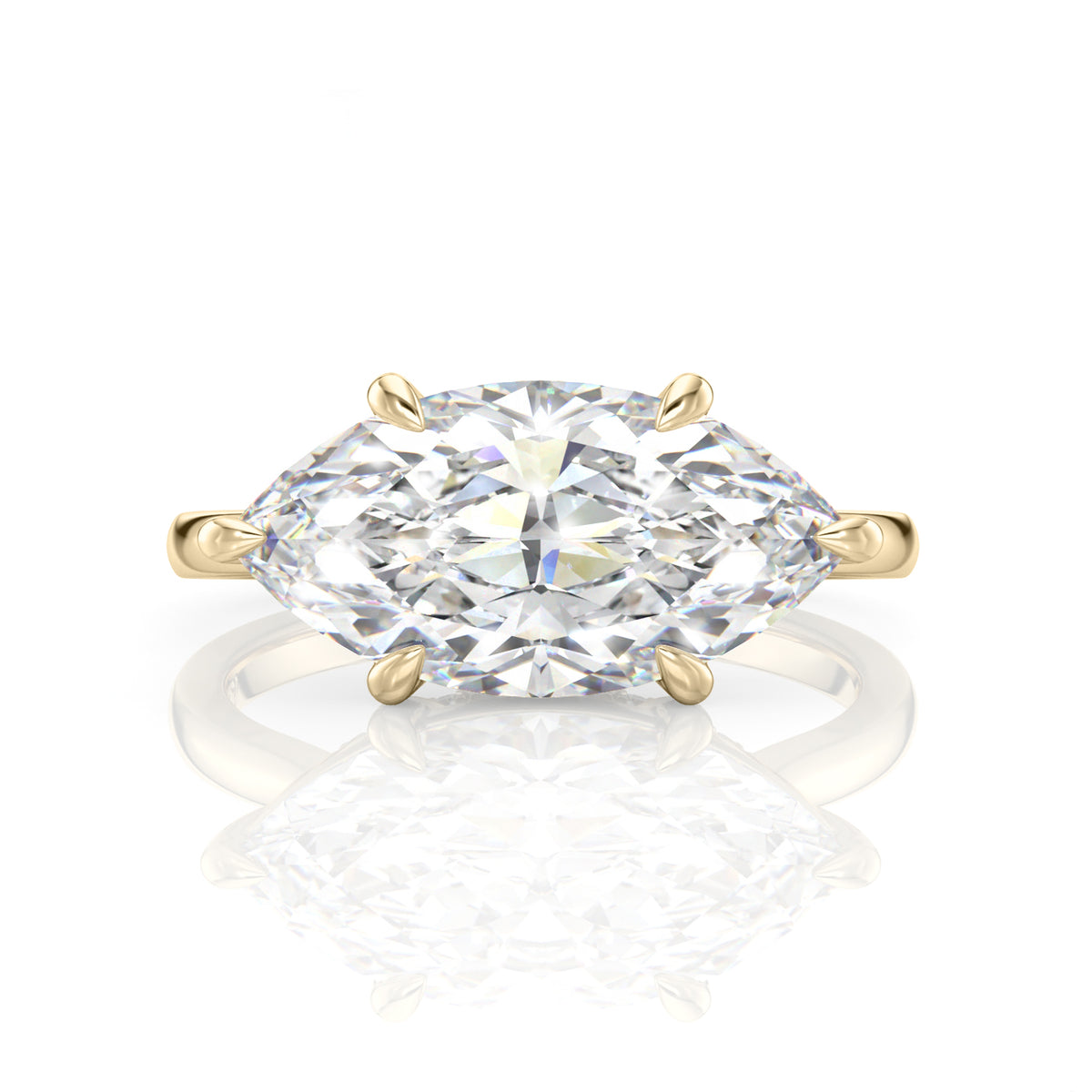 Inel de Logodnă – Moissanite Marquise East-West Hidden Halo