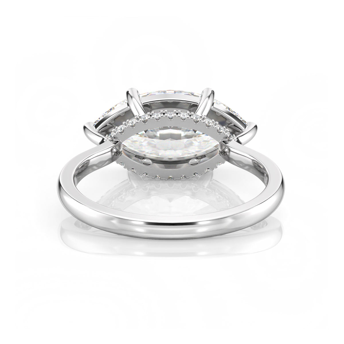 Inel de Logodnă – Diamant de Laborator Marquise East-West Hidden Halo