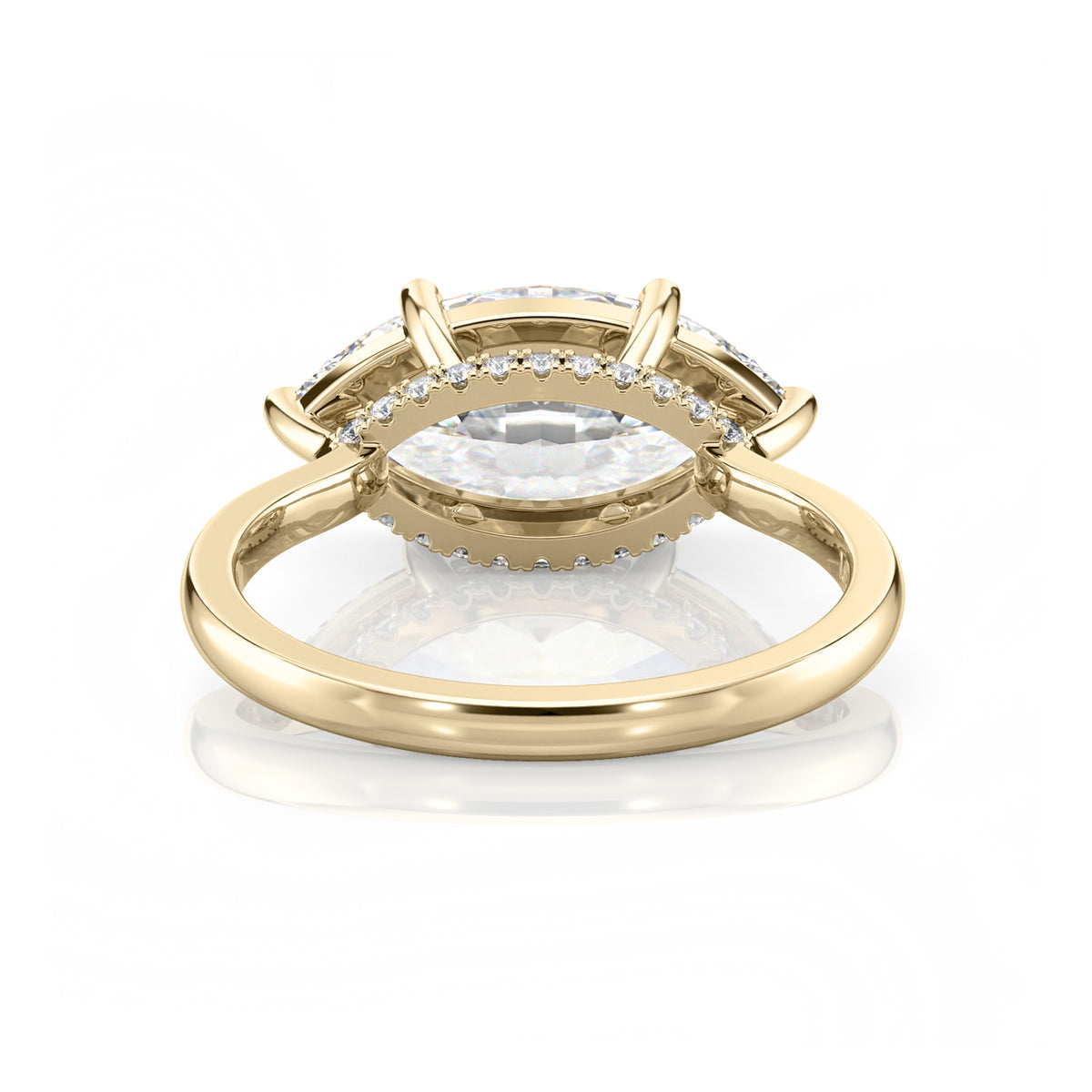 Inel de Logodnă – Moissanite Marquise East-West Hidden Halo