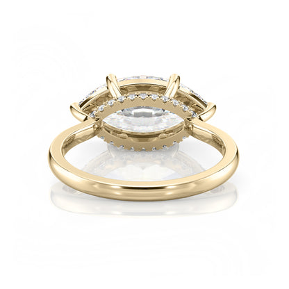 Inel de Logodnă – Moissanite Marquise East-West Hidden Halo