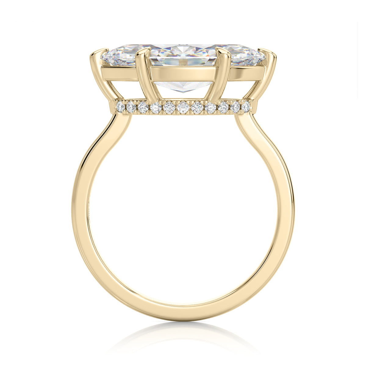 Inel de Logodnă – Moissanite Marquise East-West Hidden Halo