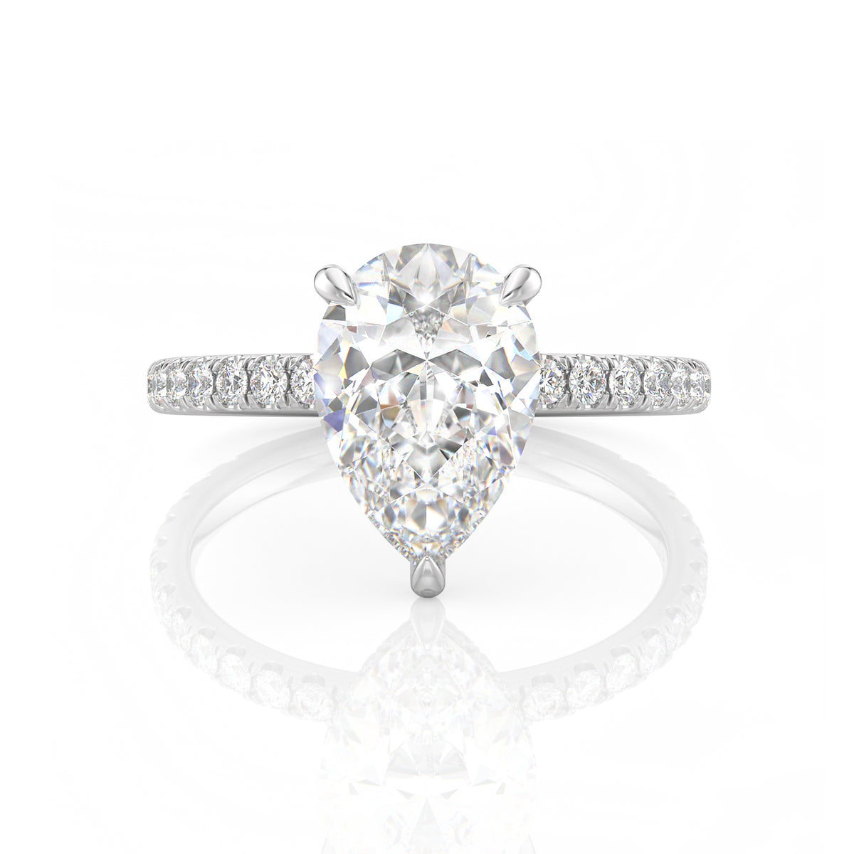 Inel de Logodnă – Diamant de Laborator Pear Pave