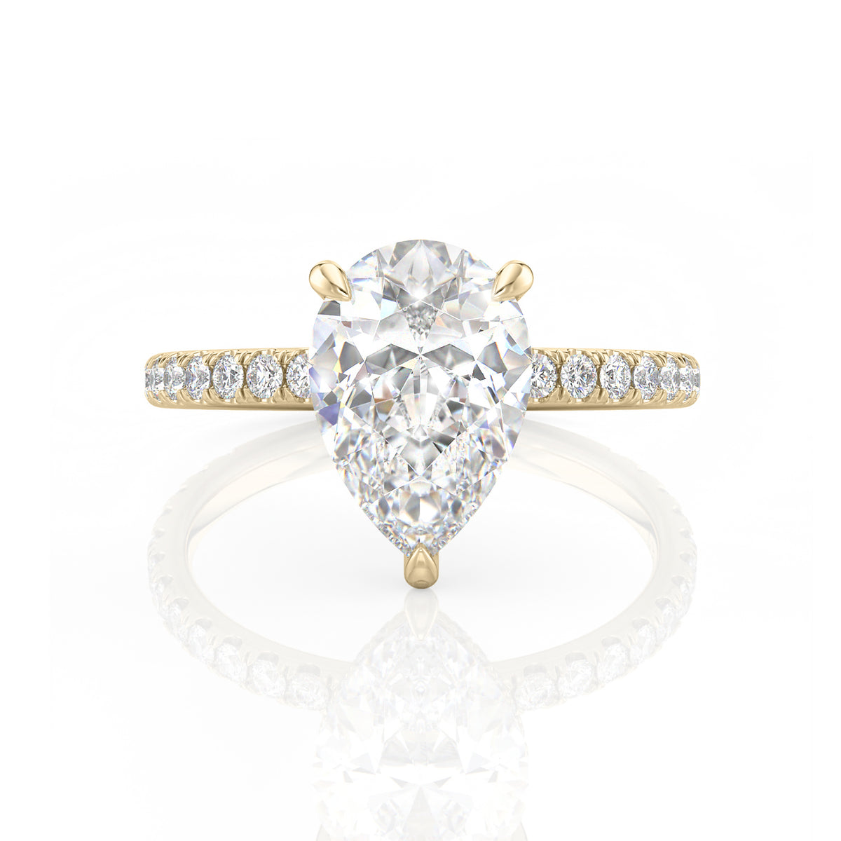 Inel de Logodnă – Moissanite Pear Pave
