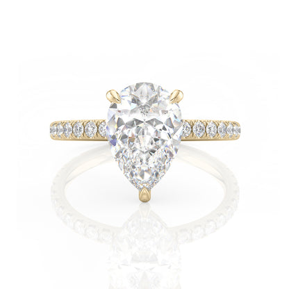 Inel de Logodnă – Moissanite Pear Pave