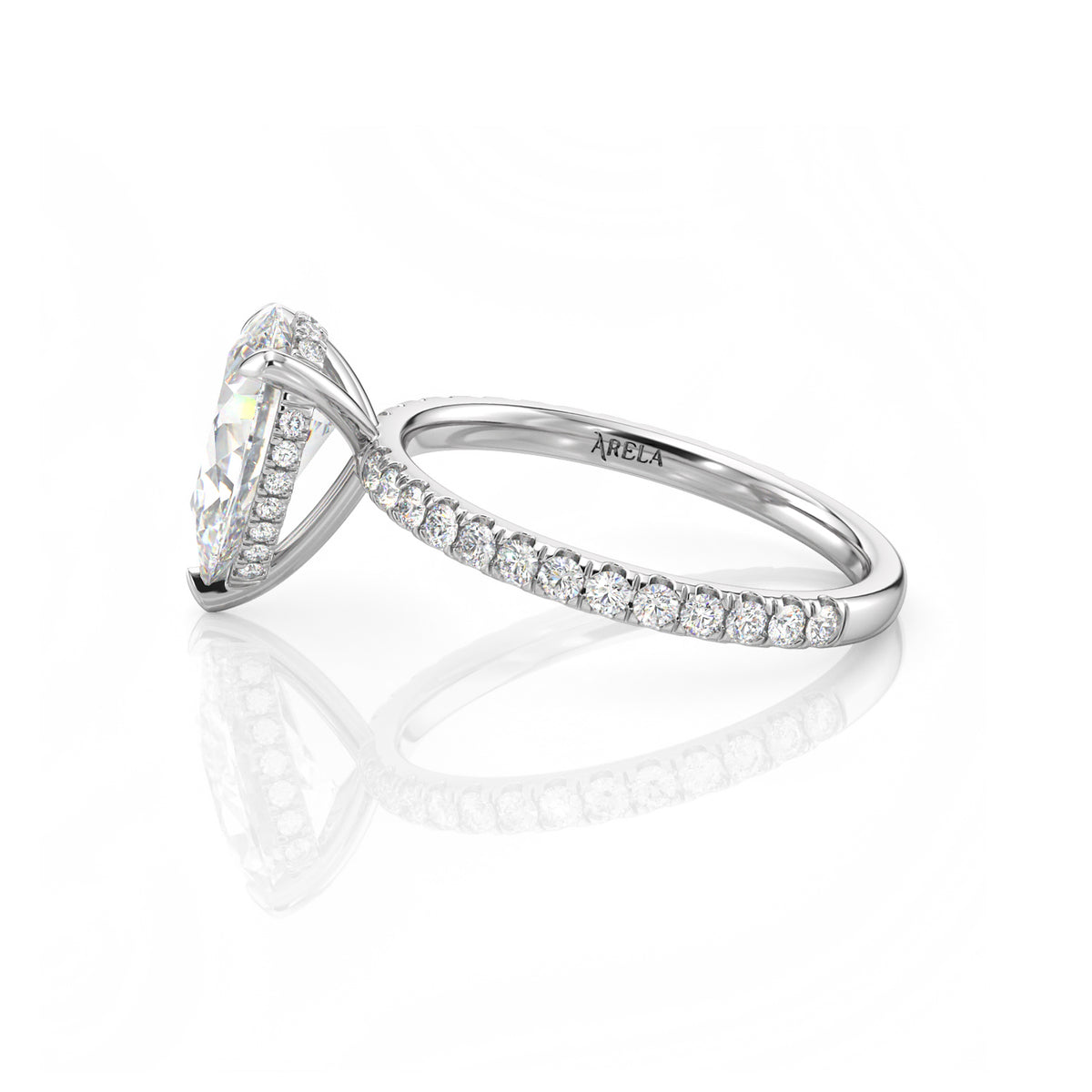 Inel de Logodnă – Diamant de Laborator Pear Pave
