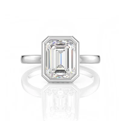 Inel de Logodnǎ – Diamant de Laborator Emerald Bezel Hidden Halo