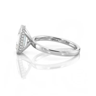 Inel de Logodnǎ – Diamant de Laborator Emerald Bezel Hidden Halo