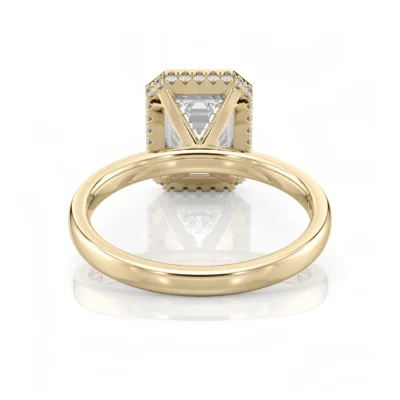 Inel de Logodnǎ – Moissanite Emerald Bezel Hidden Halo