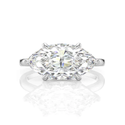 Inel de Logodnǎ – Diamant de Laborator Marquise East-West Hidden Halo