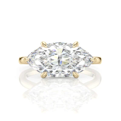 Inel de Logodnǎ – Moissanite Marquise East-West Hidden Halo