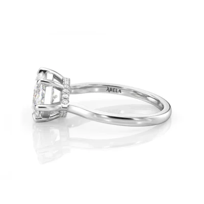 Inel de Logodnǎ – Diamant de Laborator Marquise East-West Hidden Halo